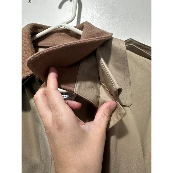 Sanyo Heavy Cotton Trench Coat Womens XS Brown Made in Japan Old Money Luxury - Picture 15 of 16